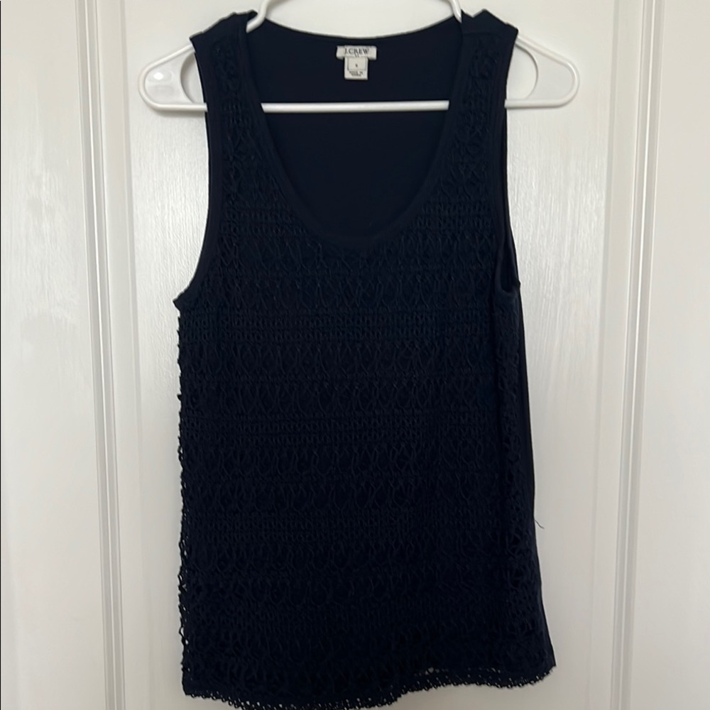 J. Crew Blue Sleeveless Tank Top with Rounded Neckline